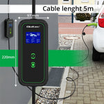 Încărcător mobil pentru mașini electrice EV cu reglare 2 în 1 Tip 2 | 7kW | 230V | CEE 3 PIN | WiFi | LCD | Portabil | Wallbox | 5m
