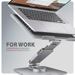 Suport laptop din aluminiu STND-LR 10-17,3 inci, unghiuri de înclinare reglabile, rotație la 360 de grade, gri