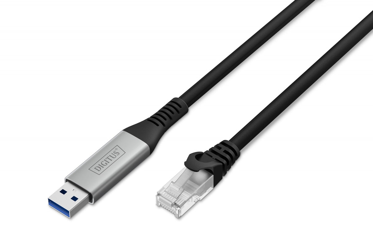 USB-A - RJ45 Kat. 6A S/FTP, 1 Gbit/s, USB 3.2 Gen1, LSZH, cablu adaptor 2m