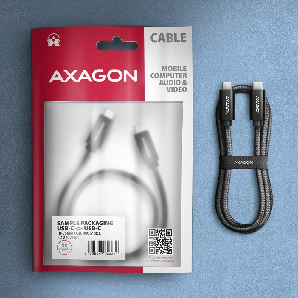 BUCM2-CM20AB USB-C - Cablu USB-C, 2.0m încărcare 5A, ALU, 240W PD, împletit, USB2.0, negru