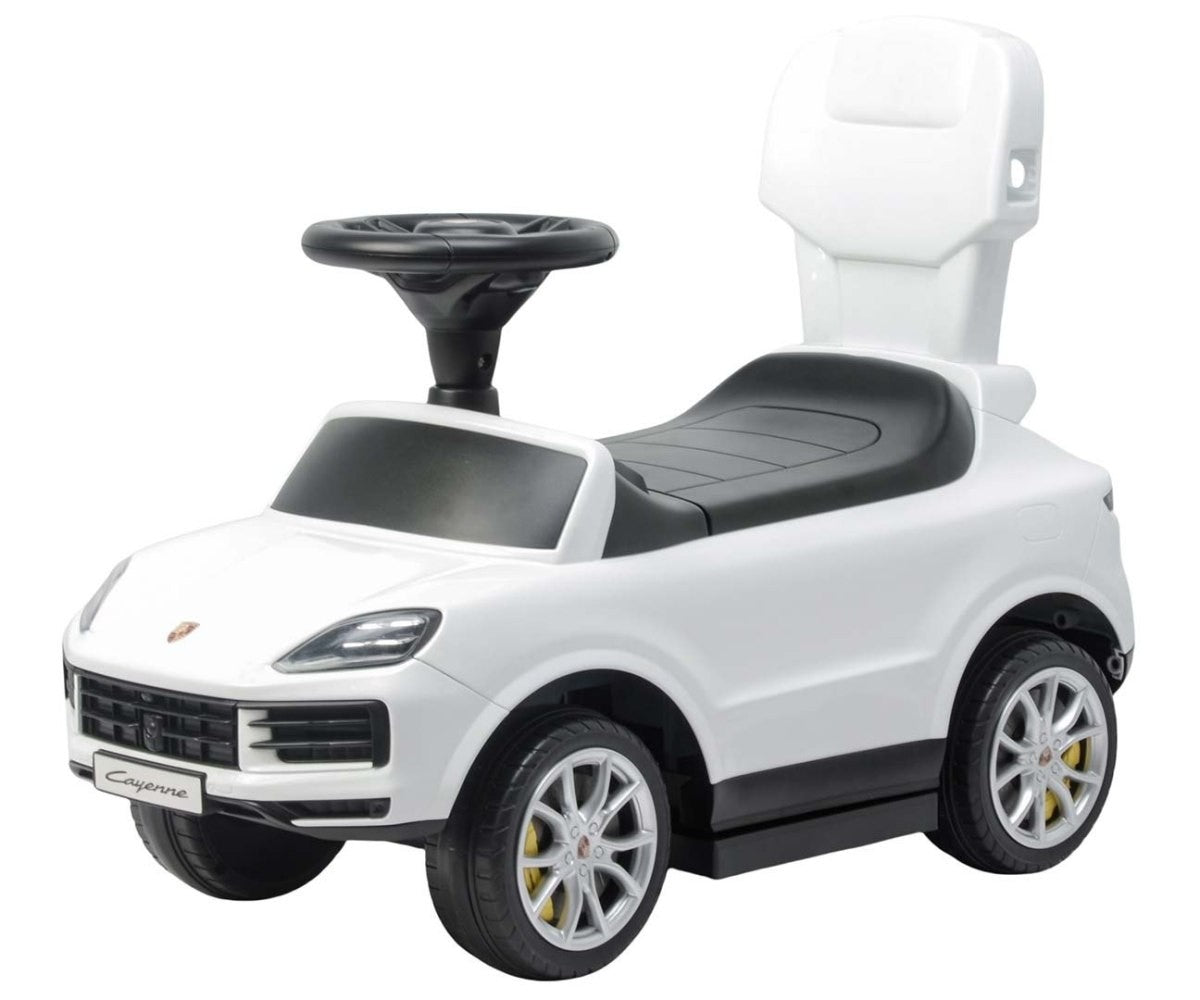 Mașinuță Porsche Cayenne albă cu mâner