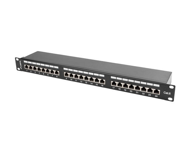 Patch Panel 24 Porturi 1U Cat.6 Negru Ecranat