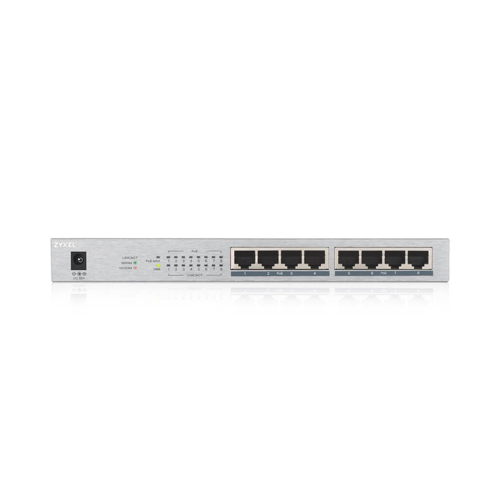 Switch desktop negestionat GS1008-HP Gigabit PoE+ cu 8 porturi, 60W