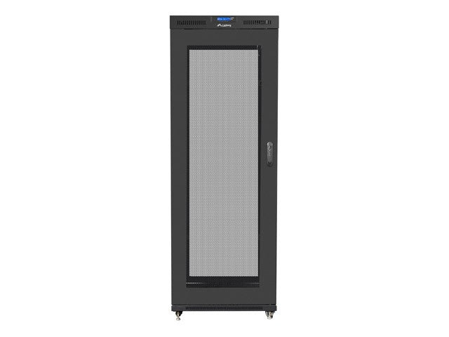 Dulap rack negru de podea 19" 42U 800x1000, ușă perforată LCD (pachet complet)