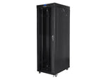 Dulap rack negru de podea 19" 42U 800x1000, ușă LCD din sticlă (pachet complet)