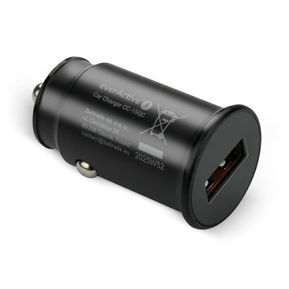 Încărcător auto CC-15QC QC3.0 18W 1XUSB + cablu USB-C de 1m
