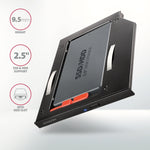 Ramă RSS-CD09 pentru slot SSD-HDD de 2,5" pentru DVD, aluminiu LED de 9,5 mm