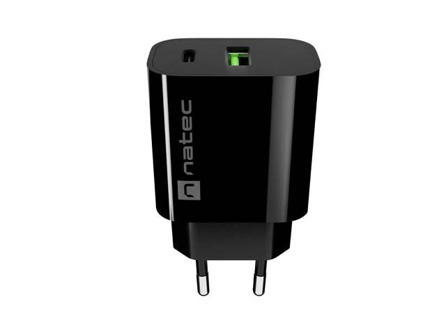 Încărcător de perete Ribera 1xUSB-A 1xUSB-C 20W Negru