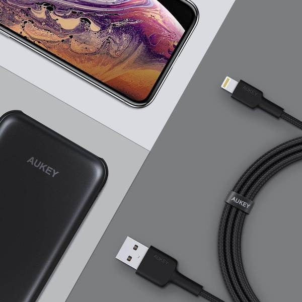 Cablu Lightning la USB-A CB-AL05, 2 m, MFi, Apple, împletit din nailon, negru