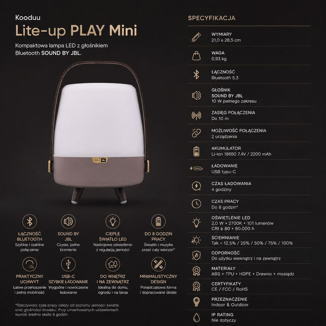 Lampă portabilă Lite-Up Play Mini cu difuzor, verde
