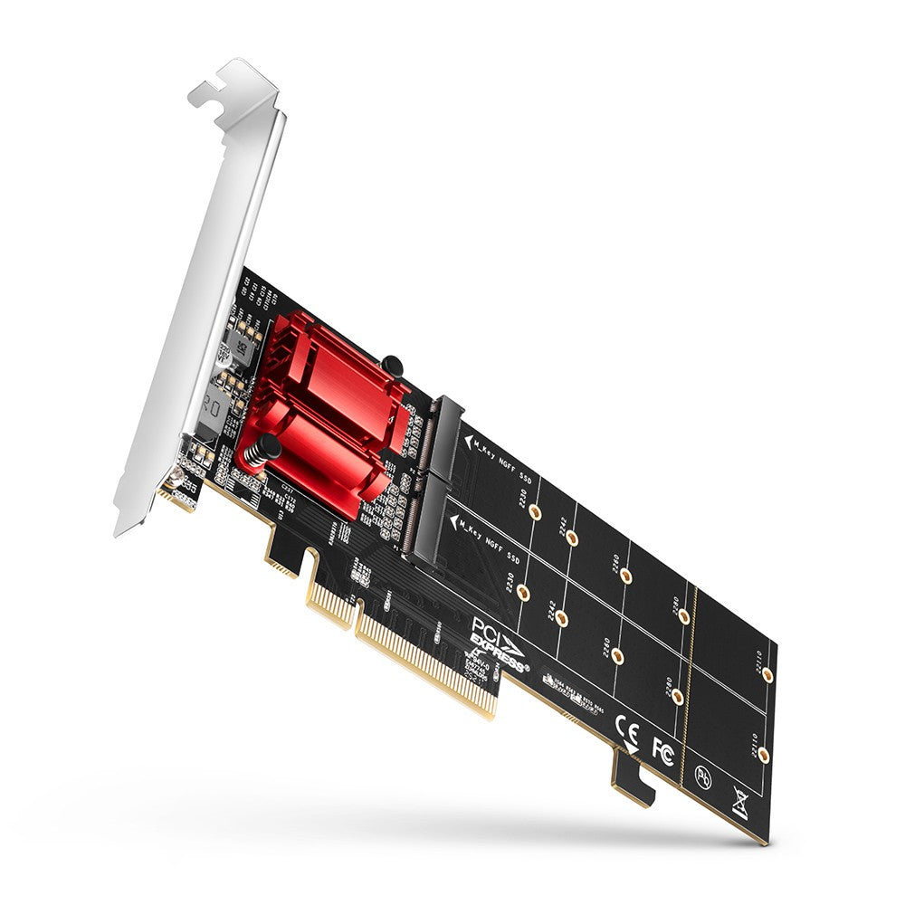 Controler PCEM2-ND PCIe x 8, 2 sloturi M.2 NVMe, suport RAID M-key pentru plăci nebifurcate, inclus, SP și LP