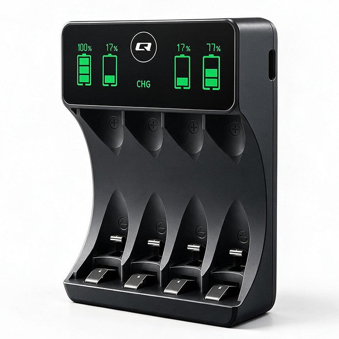 Încărcător pentru baterii Ni-MH tip R03 AAA R6 AA | LCD | Cablu USB-C
