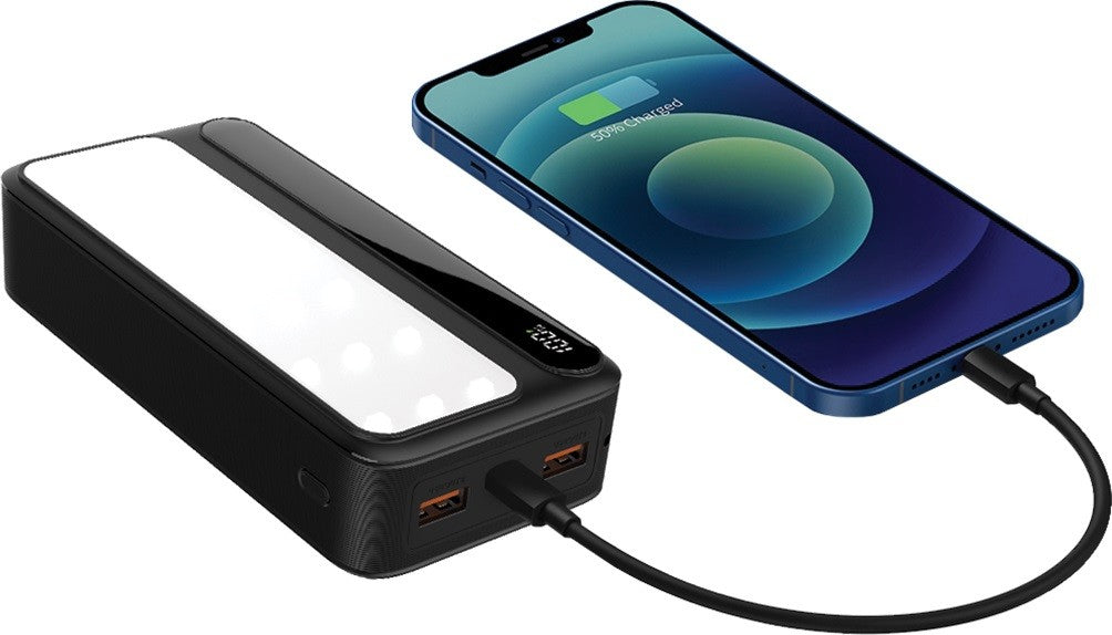 Baterie externă P20 LCDPD LAMP 20.000mAh, lampă LED integrată cu funcție de lanternă