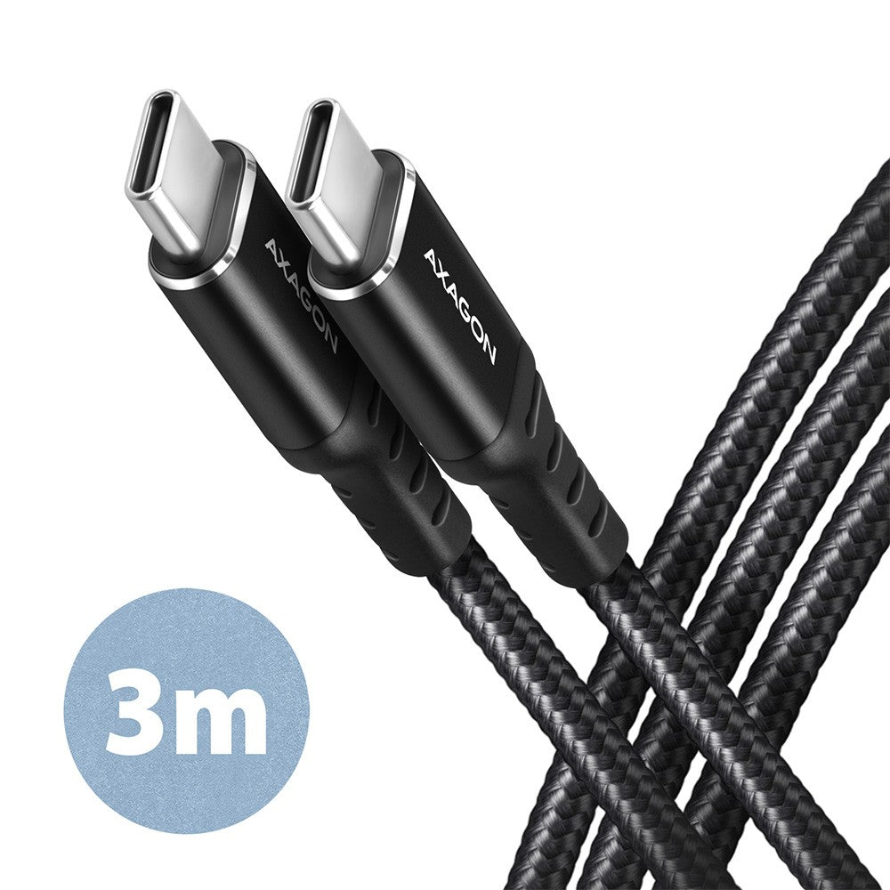 BUCM-CM30AB Cablu USB-C - USB-C 2.0, 3m, PD 60W, 3A, ALU, Împletit, Negru