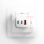 Încărcător de perete ACU-DPQ65W GaN 65W, 3 porturi (USB-A + USB-C dual) PD3.0/QC4+/PPS/Apple, alb