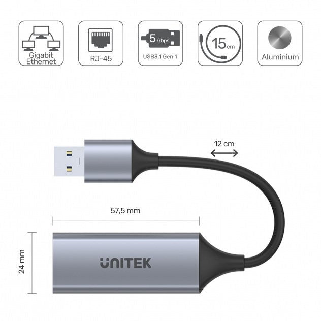 Adaptor USB-A 3.1 GEN 1 RJ45; 1000 Mbps; U1309A