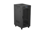 Dulap rack negru de podea 19" 24U 600x800 cu uși perforate, LCD (Pachet complet) V2