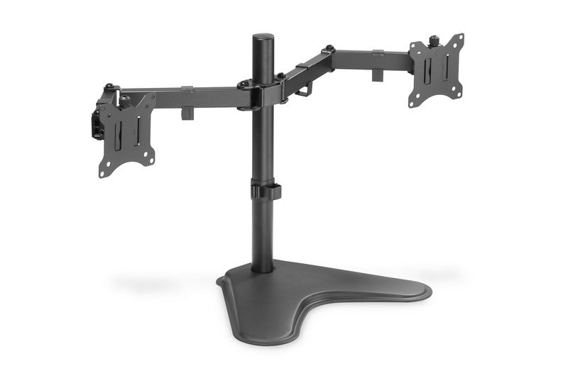 Suport dublu de birou cu clemă 2xLCD max. 32" max. Încărcare 2x8kg, înclinare și rotație, negru