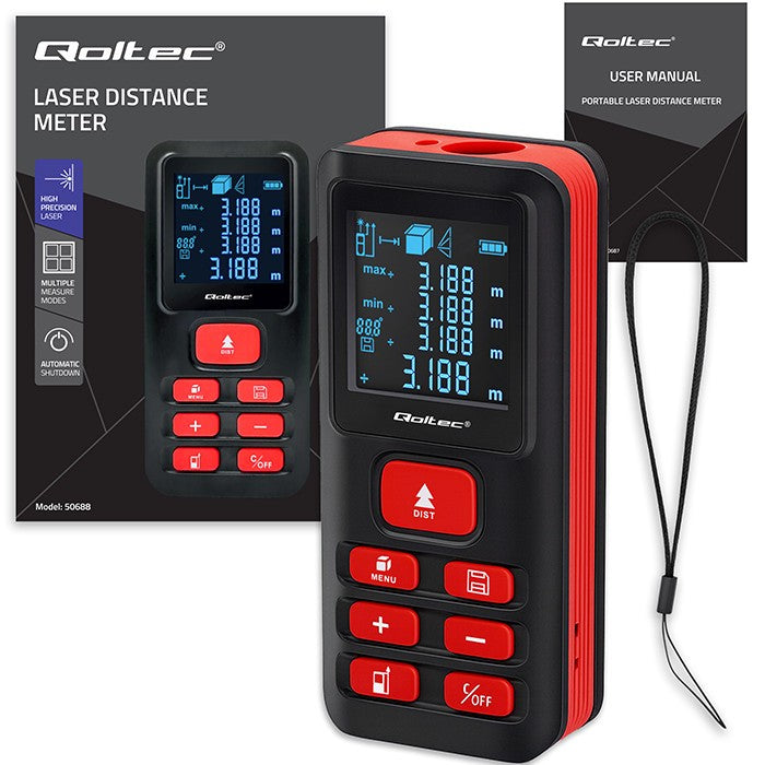 Telemetru laser digital | LCD iluminat din spate | 50 m