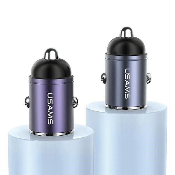 Încărcător auto 30W 1xUSB+1xUSB-C C38 Încărcare rapidă Oțel