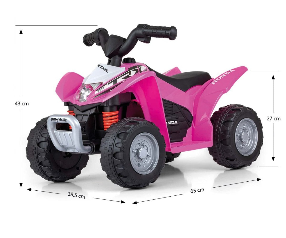ATV Honda roz, quad alimentat cu baterii