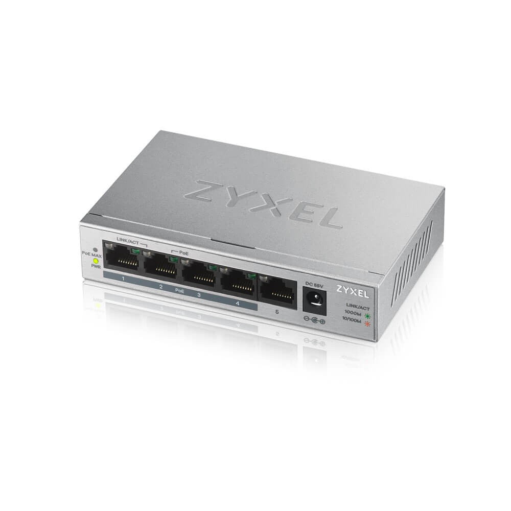 Switch desktop negestionat GS1005-HP Gigabit PoE+ cu 5 porturi, 60W