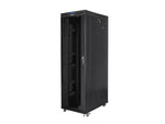 Dulap rack negru de podea 19" 42U 800x1200, ușă LCD din sticlă (pachet complet)