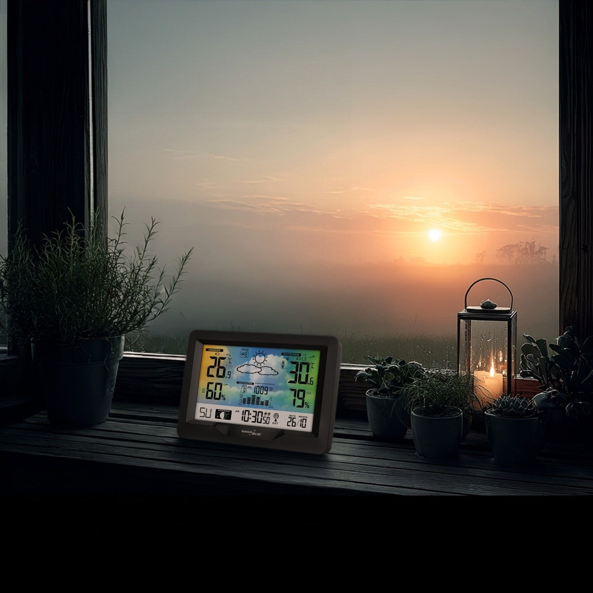 Stație meteo wireless GB540N cu indicator de confort, măsurare umiditate, fază lunară, ceas cu sistem DCF