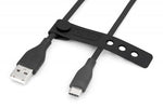 Cablu de conectare USB-A - USB-C din silicon, USB 2.0 60W, 0.5m Negru