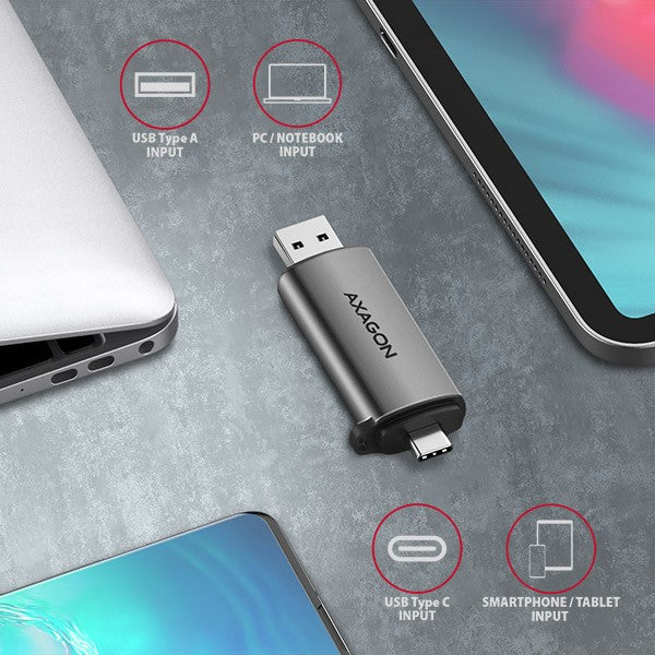 Cititor de carduri extern CRE-SAC USB 3.2 Gen 1 Tip-C + Tip-A SD/microSD