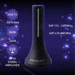 Antenă DVB-T/T2 de interior | amplificator de semnal | 4K | câștig ridicat 32dBi | cablu de 4m