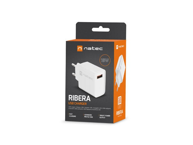 Încărcător de perete Ribera 1x USB-A 18W Alb