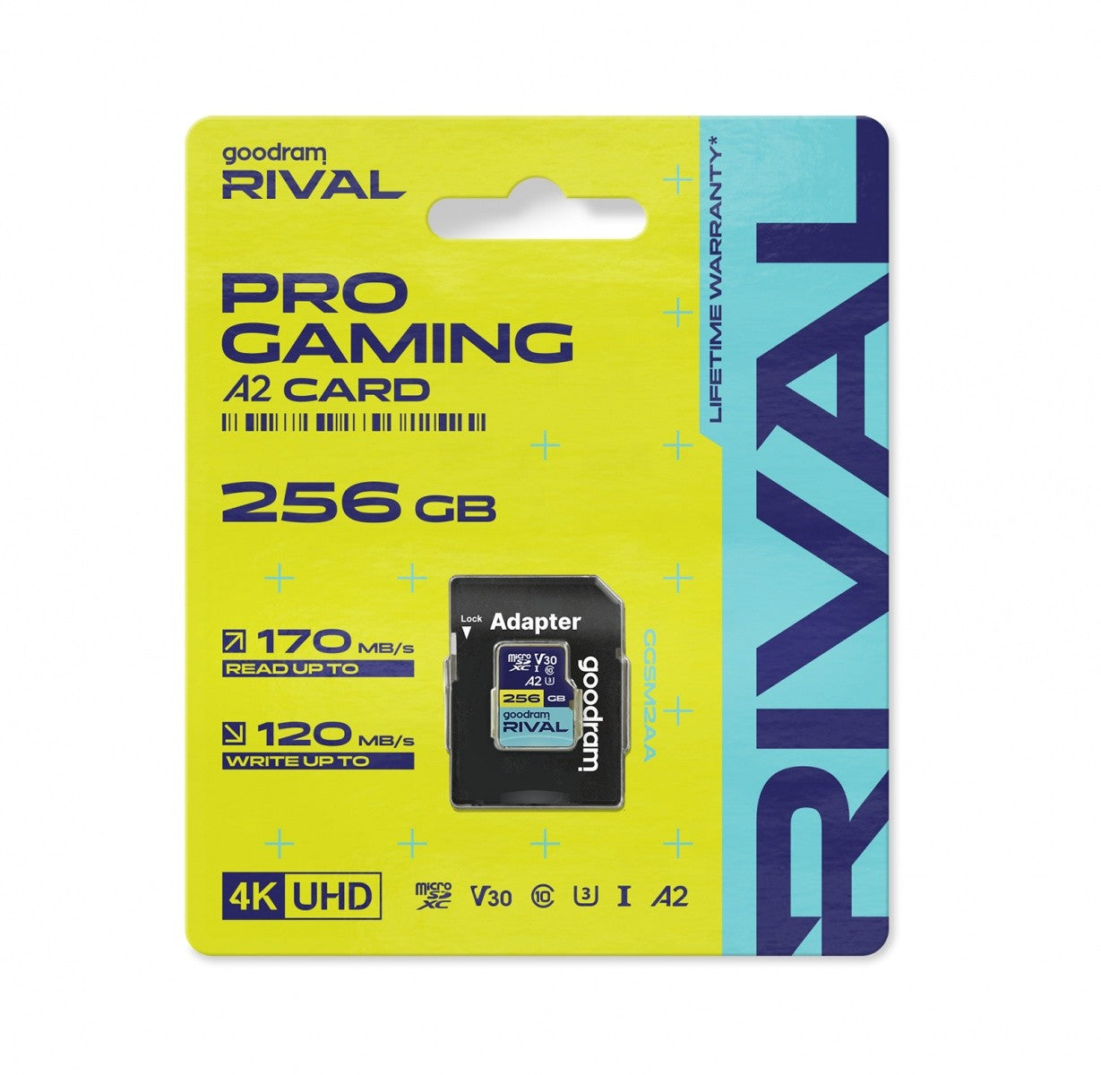 Card de memorie microSD Rival UHS-I V30 U3 C10 A2 de 256 GB, 170/120 MB
