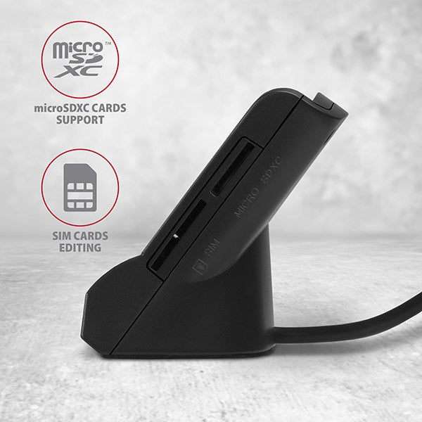 Cititor de carduri de identitate CRE-SM2 și USB pentru carduri SD/microSD/SIM