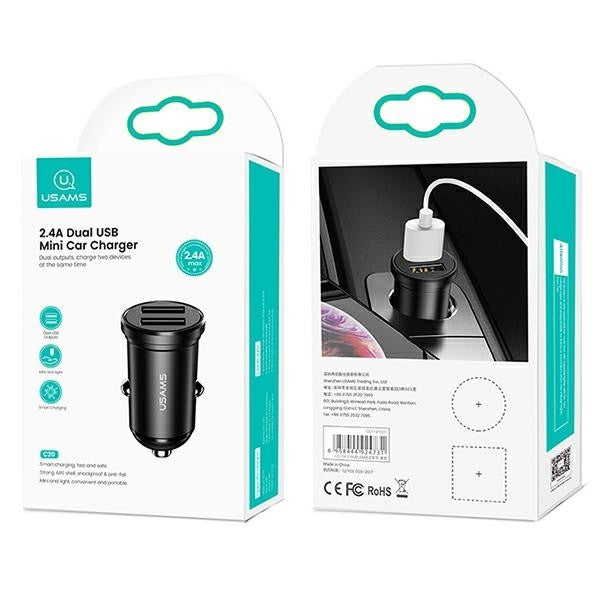 Încărcător auto 2xUSB 2.4A Negru