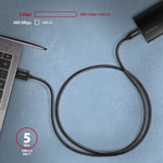 Cablu USB-C - USB-A 3.2 Gen 1 BUCM3-AM10AB, 1m, 3A, ALU, Împletit, Negru