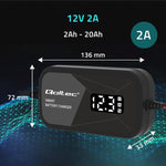 Încărcător inteligent cu microprocesor 12V | 2A | Redresor cu funcție de regenerare a celulelor pentru baterii AGM cu gel | LCD