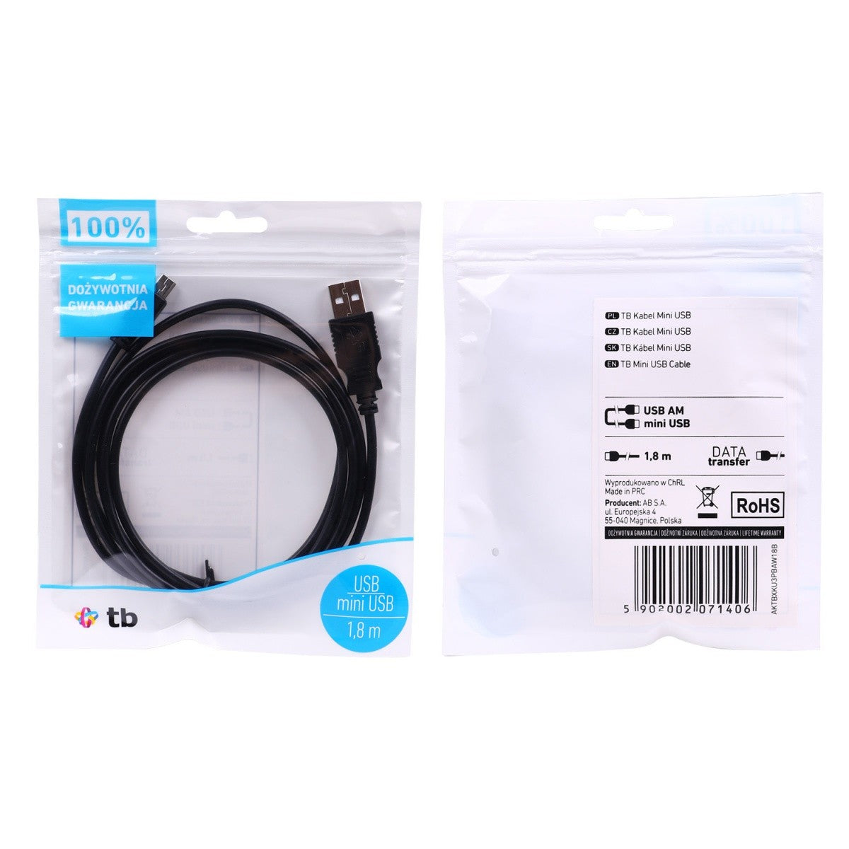 Cablu USB - Mini USB 1,8 m negru