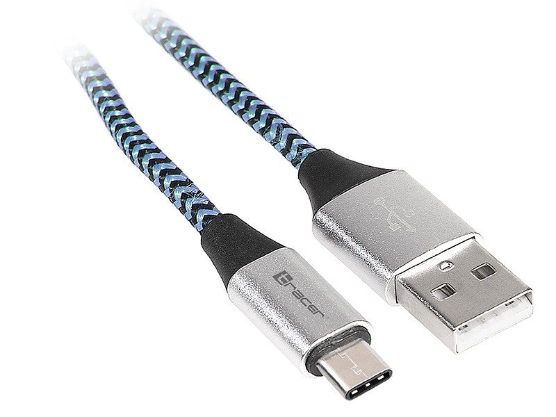 Cablu USB 2.0 Tip-C A Mascul - C Mascul 1.0m Negru-Albastru
