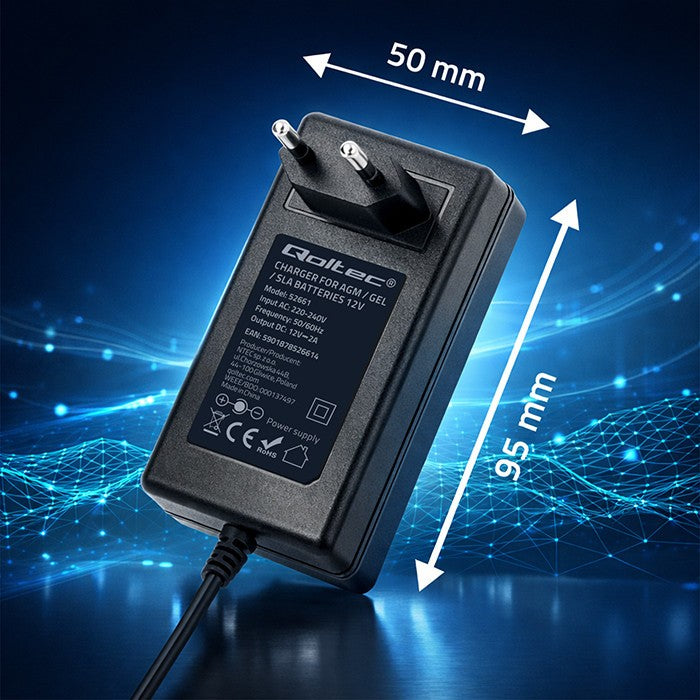 Încărcător de baterii AGM GEL STD | încărcător 24V | 19.2W | 5.5x2.1 | cablu 1.8m
