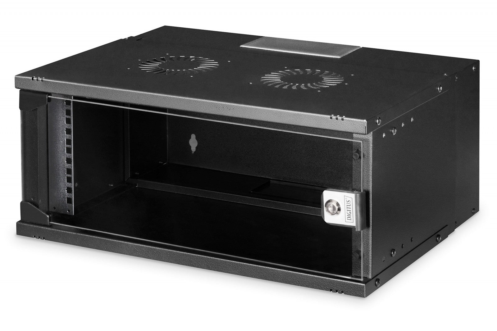 Dulap de rețea 19" 4U, montat pe perete, SOHO PRO 240 x 540 x 400 mm, capacitate de încărcare 60 kg, ușă de sticlă, neasamblat, negru