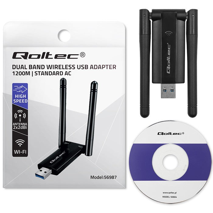 Adaptor Wi-Fi USB DUAL wireless rapid 2 x 2dBi | AC standard | USB 3.0 | 1200Mbps