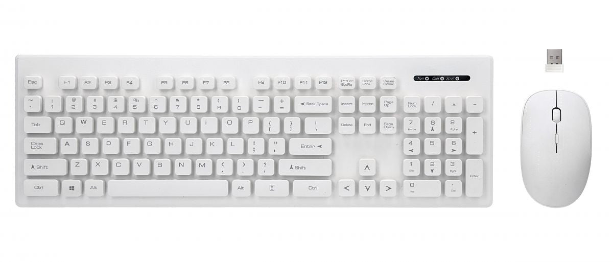 Set tastatură + mouse wireless Whiterun, alb, tehnologie wireless 2.4Ghz