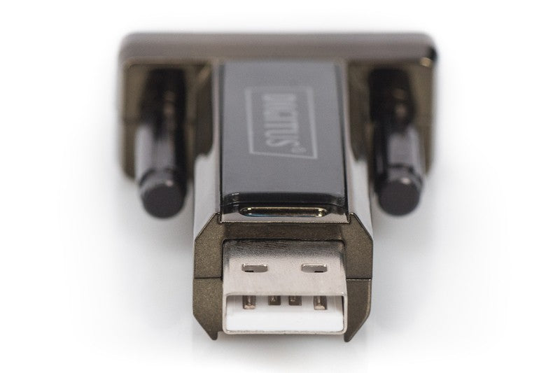 Convertor/adaptor USB-A 2.0 mascul la RS232 (DB9) mascul | Chipset Prolific PL2303GT | Montare cu șuruburi | cu cablu suplimentar de 0,8 m