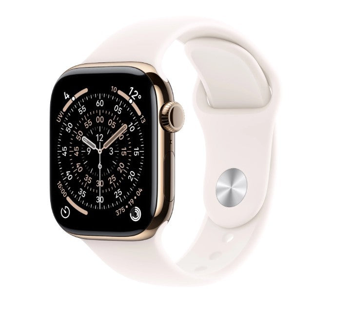Carcasă din titan auriu de 46 mm pentru ceasuri seria 11 GPS + Cellular, curea sport roz pal - mărimea S/M
