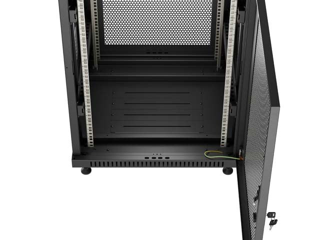 Dulap rack de podea de 19 inch, 18U, 600x800, cu uși perforate (pachet detașat), negru