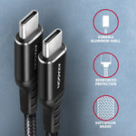 BUCM-CM15AB Cablu USB-C - USB-C 2.0, 1.5m, PD 60W, 3A, ALU, Negru împletit