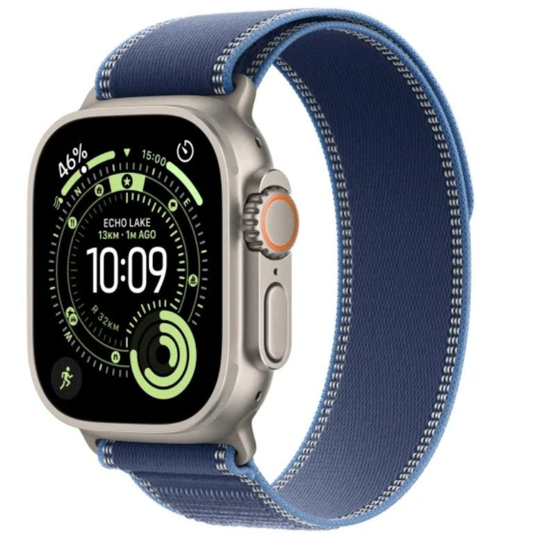 Ceas Ultra 3 GPS + Cellular, carcasă din titan natural de 49 mm, curea albastru-ochi Trail - mărimea M/L