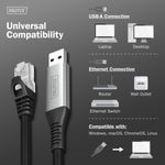 USB-A - RJ45 Kat. 6A S/FTP, 1 Gbit/s, USB 3.2 Gen1, LSZH, cablu adaptor 2m