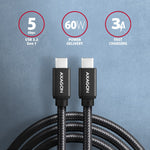BUCM3-CM30AB USB-C - Cablu USB-C, 3,0 m, PD 60 W, 3 A, ALU, împletit, negru